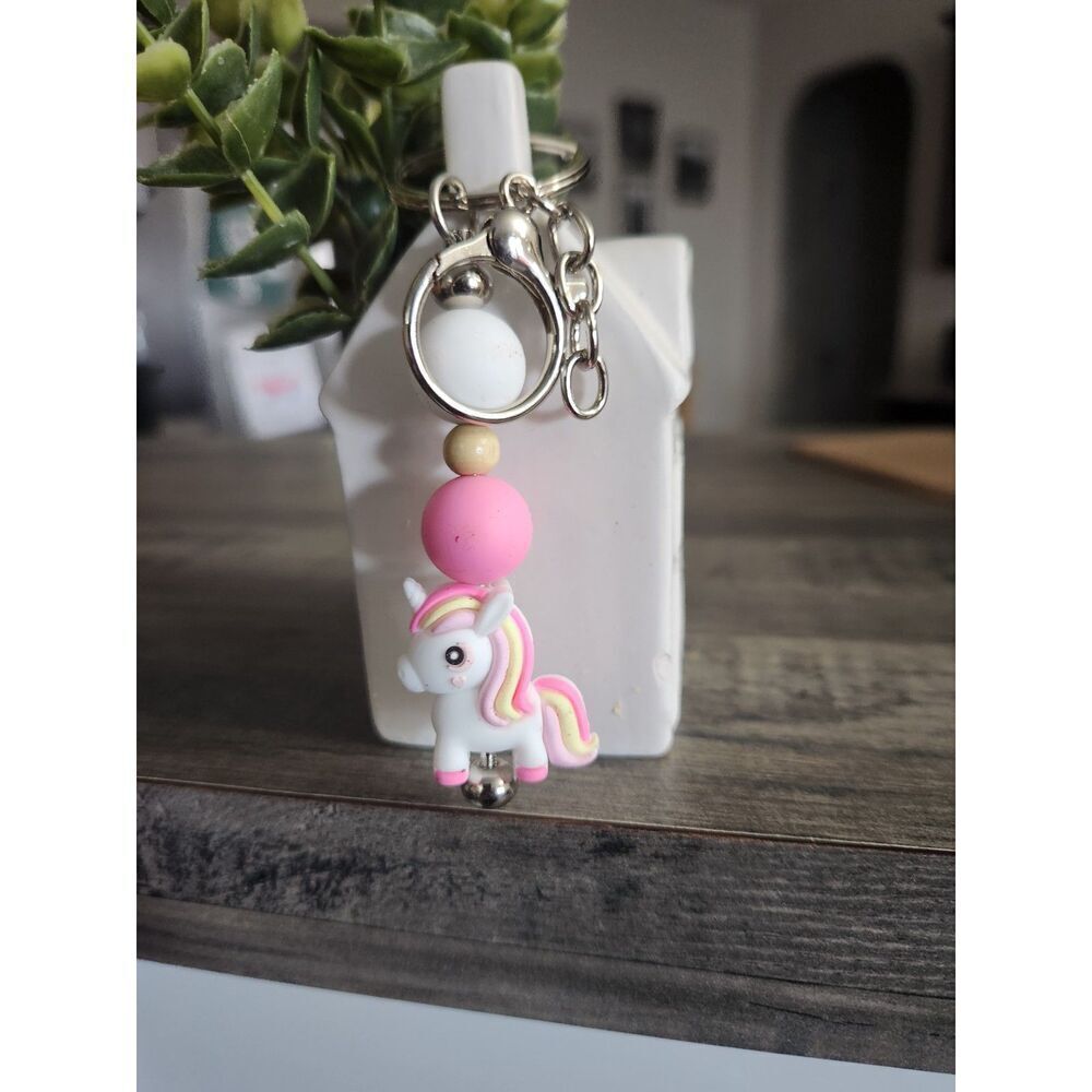 Unicorn Silicone Beaded Keychain